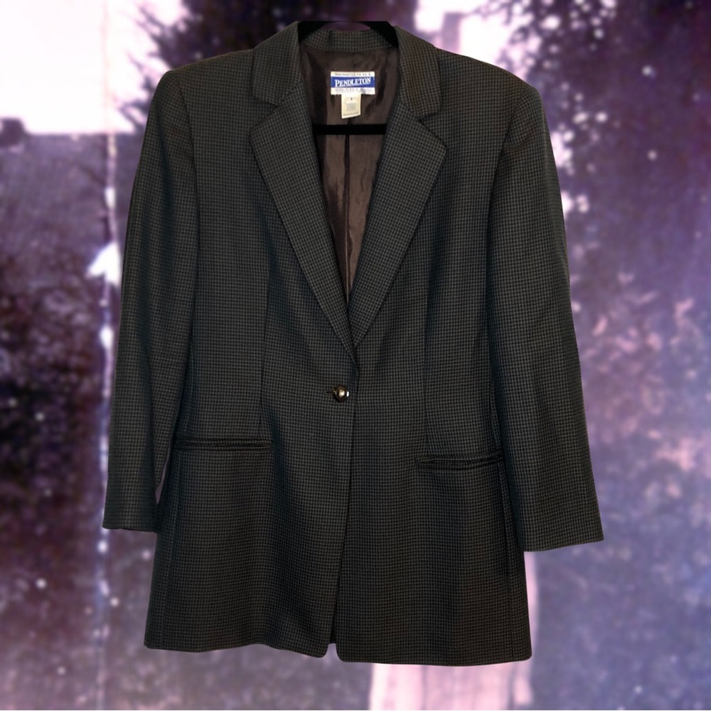 VTG • Pendleton Houndstooth Wool Blazer Size 6